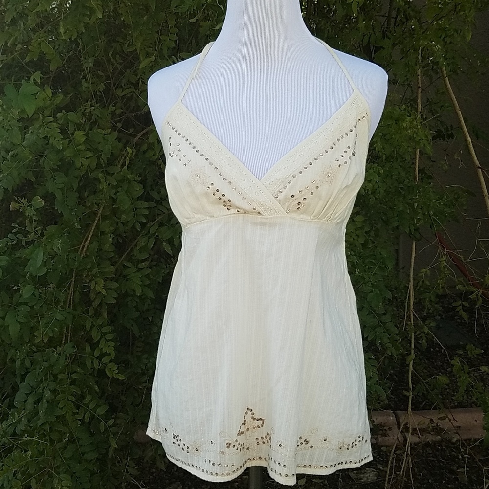 NWT Aeropostale cream halter top with sequence
